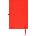 Taccuino A5 con copertina in PU riciclato, segnalibro e pagine a righe color rosso sesta vista