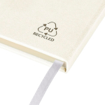 Taccuino A5 con copertina in PU riciclato, segnalibro e pagine a righe color bianco prima vista