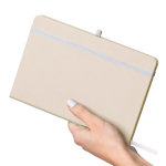 Taccuino A5 con copertina in PU riciclato, segnalibro e pagine a righe color bianco quarta vista