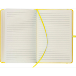 Taccuino A5 con copertina in PU riciclato, segnalibro e pagine a righe color giallo prima vista