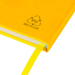 Taccuino A5 con copertina in PU riciclato, segnalibro e pagine a righe color giallo terza vista