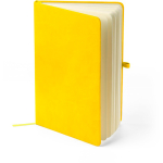 Taccuino A5 con copertina in PU riciclato, segnalibro e pagine a righe color giallo sesta vista