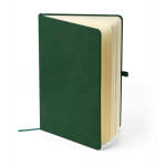 Taccuino A5 con copertina in PU riciclato, segnalibro e pagine a righe color verde seconda vista