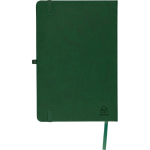 Taccuino A5 con copertina in PU riciclato, segnalibro e pagine a righe color verde nona vista