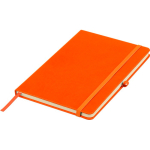Taccuino A5 con copertina in PU riciclato, segnalibro e pagine a righe color arancione sesta vista