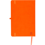 Taccuino A5 con copertina in PU riciclato, segnalibro e pagine a righe color arancione settima vista