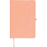Taccuino A5 con copertina in PU riciclato, segnalibro e pagine a righe color rosa prima vista