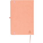 Taccuino A5 con copertina in PU riciclato, segnalibro e pagine a righe color rosa quinta vista