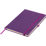 Taccuino A5 con copertina in PU riciclato, segnalibro e pagine a righe color viola seconda vista