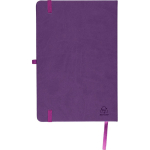 Taccuino A5 con copertina in PU riciclato, segnalibro e pagine a righe color viola quinta vista