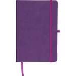 Taccuino A5 con copertina in PU riciclato, segnalibro e pagine a righe color viola sesta vista