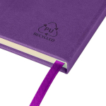 Taccuino A5 con copertina in PU riciclato, segnalibro e pagine a righe color viola settima vista