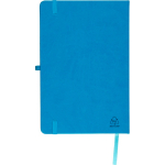 Taccuino A5 con copertina in PU riciclato, segnalibro e pagine a righe color azzurro quinta vista