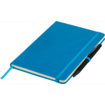 Taccuino A5 con copertina in PU riciclato, segnalibro e pagine a righe color azzurro nona vista