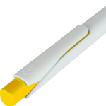 Penna in plastica riciclata con clip e inchiostro blu Dokumental color giallo terza vista