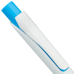 Penna in plastica riciclata con clip e inchiostro blu Dokumental color azzurro terza vista