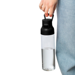 Bottiglia in tritan trasparente con tappo colorato e chiusura a scatto 750ml color nero prima vista