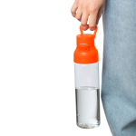 Bottiglia in tritan trasparente con tappo colorato e chiusura a scatto 750ml color arancione seconda vista