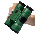 Binocolo in plastica resistente con lenti acriliche e ingrandimento 4x color verde quarta vista