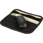 Custodia in RPET per chiavi e carte con blocco RFID e chiusura in Velcro color nero prima vista