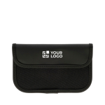 Custodia in RPET per chiavi e carte con blocco RFID e chiusura in Velcro color nero