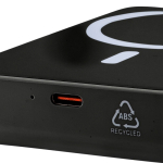 Power bank riciclata con ricarica USB-C e wireless da 15 W 10.000 mAh color nero settima vista