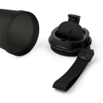 Bicchiere trasparente in plastica con tappo a vite e laccetto da polso 350ml color nero prima vista