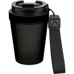 Bicchiere trasparente in plastica con tappo a vite e laccetto da polso 350ml color nero seconda vista