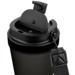 Bicchiere trasparente in plastica con tappo a vite e laccetto da polso 350ml color nero quinta vista