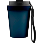 Bicchiere trasparente in plastica con tappo a vite e laccetto da polso 350ml color blu seconda vista
