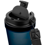 Bicchiere trasparente in plastica con tappo a vite e laccetto da polso 350ml color blu terza vista