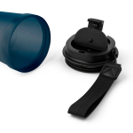 Bicchiere trasparente in plastica con tappo a vite e laccetto da polso 350ml color blu quarta vista