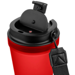 Bicchiere trasparente in plastica con tappo a vite e laccetto da polso 350ml color rosso prima vista