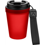 Bicchiere trasparente in plastica con tappo a vite e laccetto da polso 350ml color rosso quarta vista