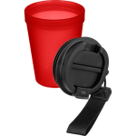 Bicchiere trasparente in plastica con tappo a vite e laccetto da polso 350ml color rosso quinta vista