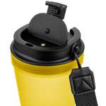 Bicchiere trasparente in plastica con tappo a vite e laccetto da polso 350ml color giallo seconda vista