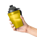 Bicchiere trasparente in plastica con tappo a vite e laccetto da polso 350ml color giallo terza vista