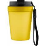 Bicchiere trasparente in plastica con tappo a vite e laccetto da polso 350ml color giallo quarta vista