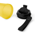 Bicchiere trasparente in plastica con tappo a vite e laccetto da polso 350ml color giallo quinta vista