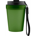 Bicchiere trasparente in plastica con tappo a vite e laccetto da polso 350ml color verde seconda vista