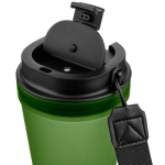Bicchiere trasparente in plastica con tappo a vite e laccetto da polso 350ml color verde quarta vista