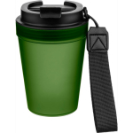 Bicchiere trasparente in plastica con tappo a vite e laccetto da polso 350ml color verde quinta vista