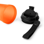 Bicchiere trasparente in plastica con tappo a vite e laccetto da polso 350ml color arancione seconda vista