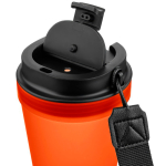 Bicchiere trasparente in plastica con tappo a vite e laccetto da polso 350ml color arancione quarta vista
