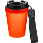 Bicchiere trasparente in plastica con tappo a vite e laccetto da polso 350ml color arancione quinta vista