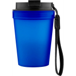 Bicchiere trasparente in plastica con tappo a vite e laccetto da polso 350ml color blu reale prima vista