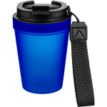Bicchiere trasparente in plastica con tappo a vite e laccetto da polso 350ml color blu reale seconda vista