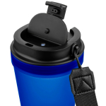 Bicchiere trasparente in plastica con tappo a vite e laccetto da polso 350ml color blu reale terza vista