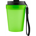 Bicchiere trasparente in plastica con tappo a vite e laccetto da polso 350ml color lime prima vista