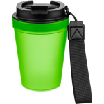 Bicchiere trasparente in plastica con tappo a vite e laccetto da polso 350ml color lime seconda vista